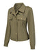 [Vorverkauf] Grün 1950er Revers Solide Hemd Jacke