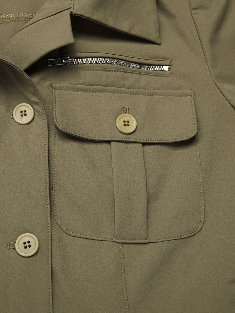 [Vorverkauf] Grün 1950er Revers Solide Hemd Jacke