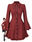 [Vorverkauf] Rot 1960er Gothic Plaid Ausgestellte Ärmel Schnürung Kleid