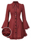 [Vorverkauf] Rot 1960er Gothic Plaid Ausgestellte Ärmel Schnürung Kleid