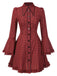 [Vorverkauf] Rot 1960er Gothic Plaid Ausgestellte Ärmel Schnürung Kleid