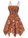 [Vorverkauf] 2PCS Orange 1970er Hippie Blumen Glockenärmel Top & Kleid