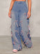 Hellblau 1950er Bogen Weites Bein Jeans