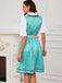 2PCS Blau 1950er Oktoberfest Blumen Jacquard Kleid & Besticktes Schürze