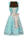 2PCS Blau 1950er Oktoberfest Blumen Jacquard Kleid & Besticktes Schürze