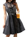 2PCS Dunkelblau 1950er Oktoberfest Dirndl Blumen Schnürung Kleid & Schürze