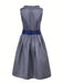 2PCS Dunkelblau 1950er Oktoberfest Dirndl Blumen Schnürung Kleid & Schürze
