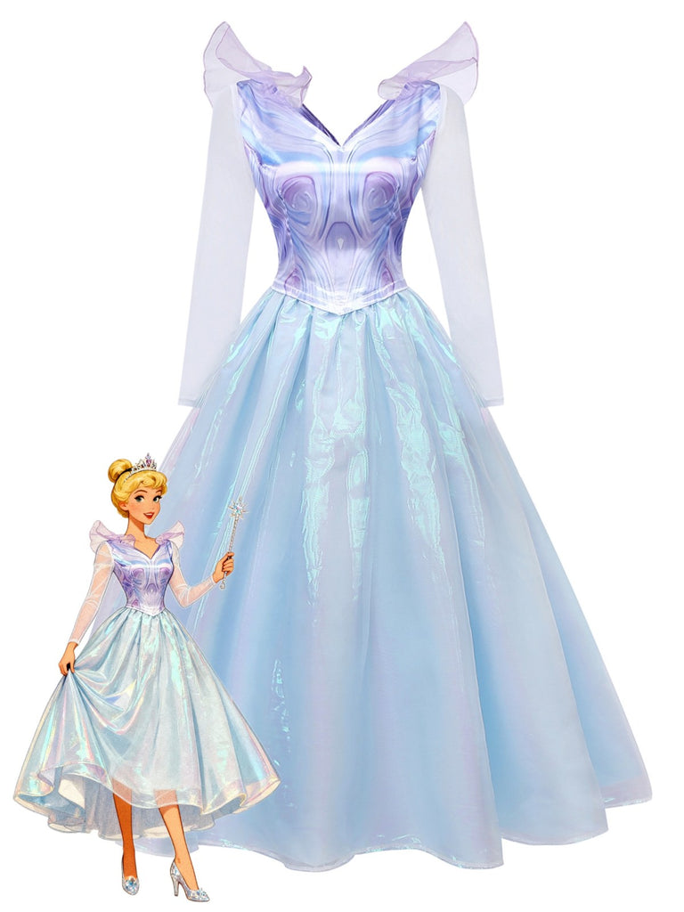 Blau 1950er Glinda Böse Hexe Netz Kleid