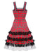 1960er Schottisch Tartan Schnürung Breite Träger Kleid