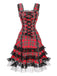 1960er Schottisch Tartan Schnürung Breite Träger Kleid