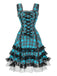 1960er Schottisch Tartan Schnürung Breite Träger Kleid