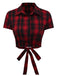 Rot 1950er Tartan Plaid Raffhalter Top