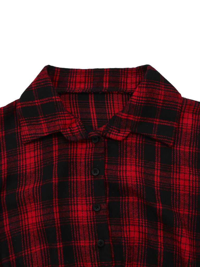 Rot 1950er Tartan Plaid Raffhalter Top