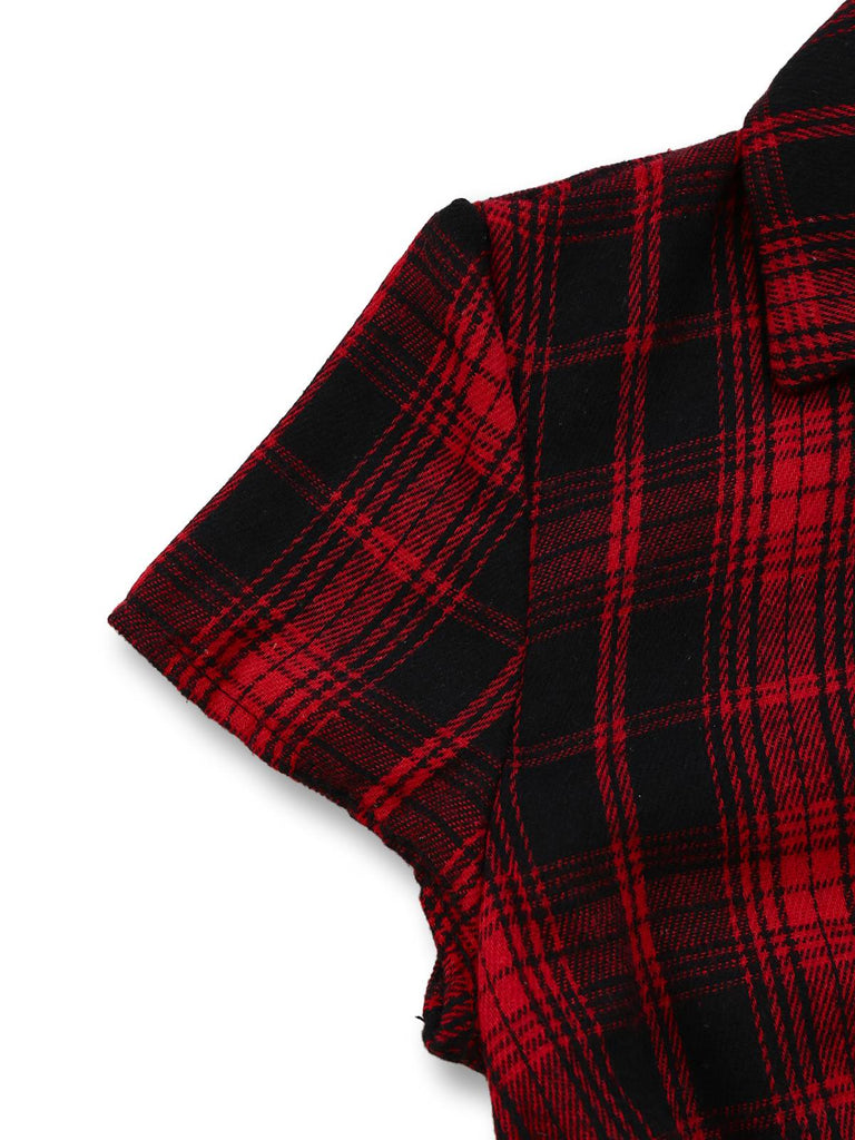 Rot 1950er Tartan Plaid Raffhalter Top