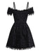 1950er Gothic Halloween Spinnennetz & Kreuz Strukturiert Kleid