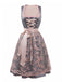 2PCS Rosa 1950er Oktoberfest Dirndl Blumen Jacquard Kleid & Schürze