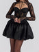 2PCS Schwarz 1960er Spitze Cover-Up & Geschwollen Kleid