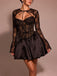 2PCS Schwarz 1960er Spitze Cover-Up & Geschwollen Kleid