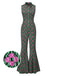 [Vorverkauf] Multicolor 1970er Revers Psychedelisch Blumen Ausgestellter Jumpsuit