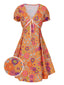 [Vorverkauf] Orange 1970er Psychedelischer Druck Bogen Mini Kleid