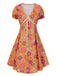 [Vorverkauf] Orange 1970er Psychedelischer Druck Bogen Mini Kleid