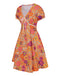 [Vorverkauf] Orange 1970er Psychedelischer Druck Bogen Mini Kleid