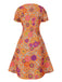 [Vorverkauf] Orange 1970er Psychedelischer Druck Bogen Mini Kleid