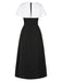 [Vorverkauf] Schwarz & Weiß 1940er Gerüschtes Perlenbrosche Cape Kleid