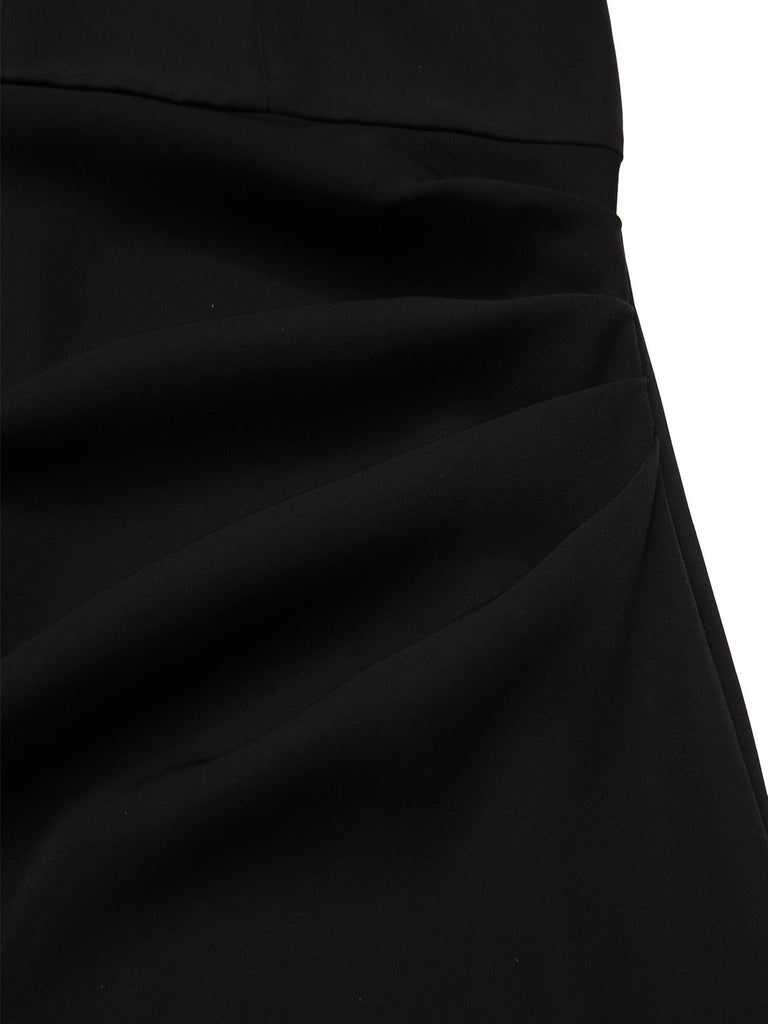 [Vorverkauf] Schwarz & Weiß 1940er Gerüschtes Perlenbrosche Cape Kleid