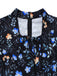 [Vorverkauf] Schwarz 1940er Blumen Peter Pan Kragen Kleid