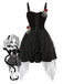 [Vorverkauf] Schwarz 1950er Halloween Skeletthand Spinnennetz Rose Kleid