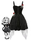 [Vorverkauf] Schwarz 1950er Halloween Skeletthand Spinnennetz Rose Kleid