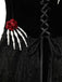 [Vorverkauf] Schwarz 1950er Halloween Skeletthand Spinnennetz Rose Kleid