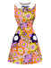 Orange 1960er Peter Pan Kragen Blumen Bogen Kleid