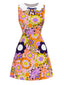 Orange 1960er Peter Pan Kragen Blumen Bogen Kleid