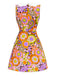 Orange 1960er Peter Pan Kragen Blumen Bogen Kleid