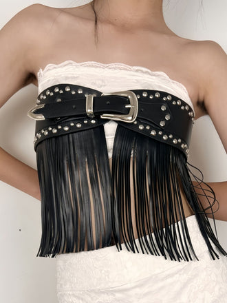 Schwarz Steampunk Niet Quaste Rock Gürtel