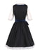 2PCS Blau 1950er Oktoberfest Blumen Besticktes Kleid & Samt Schürze