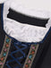2PCS Blau 1950er Oktoberfest Blumen Besticktes Kleid & Samt Schürze