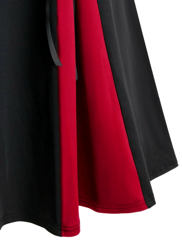 [Übergröße] 1970er Farbblock Schnürung Hohe Taille Rock