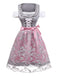 3PCS Rosa 1950er Oktoberfest Dirndl Satin Spitze Besticktes Kleid & Top