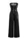 1940er PU Leder Gürtel Trägerlos Jumpsuit
