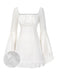 [Vorverkauf] Weiß 1960er Teilt Glockenärmel Spitze Gerüschtes Kleid