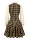 [Vorverkauf] Braun 1960er Plaid Bogen Tie Taste Swing Kleid