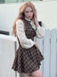 Braun 1960er Plaid Bogen Tie Taste Swing Kleid