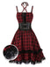 [Vorverkauf] Rot 1980er Gothic Plaid Schnürung Korsett Kleid