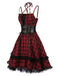 [Vorverkauf] Rot 1980er Gothic Plaid Schnürung Korsett Kleid