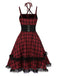 [Vorverkauf] Rot 1980er Gothic Plaid Schnürung Korsett Kleid