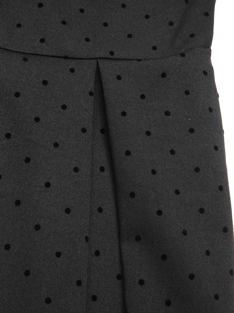 [Vorverkauf] Grau 1950er Spitze Tupfen Bogen Spaghetti Träger Kleid