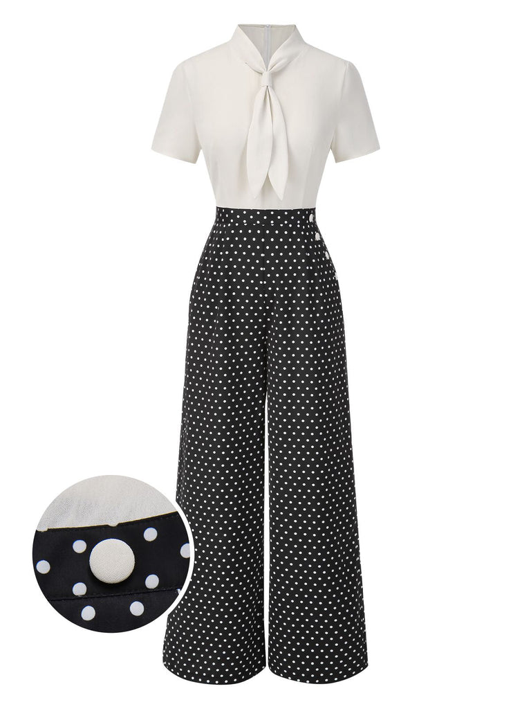 [Vorverkauf] 1940er Matrosenkragen Polka Dot Taste Jumpsuit